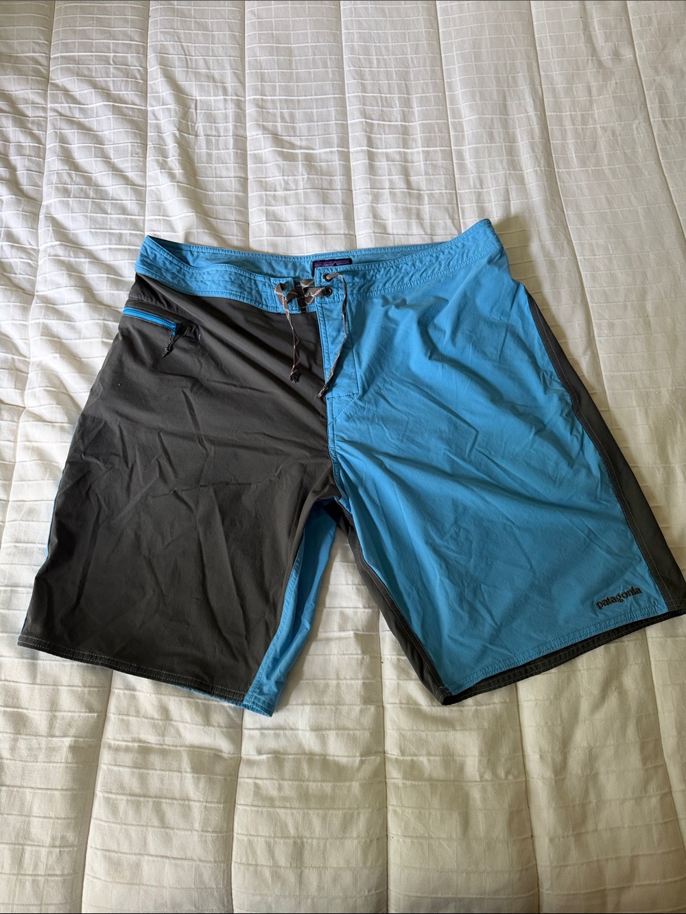 Patagonia Men’s Two-Tone Cyan and Charcoal Swim Boardshorts